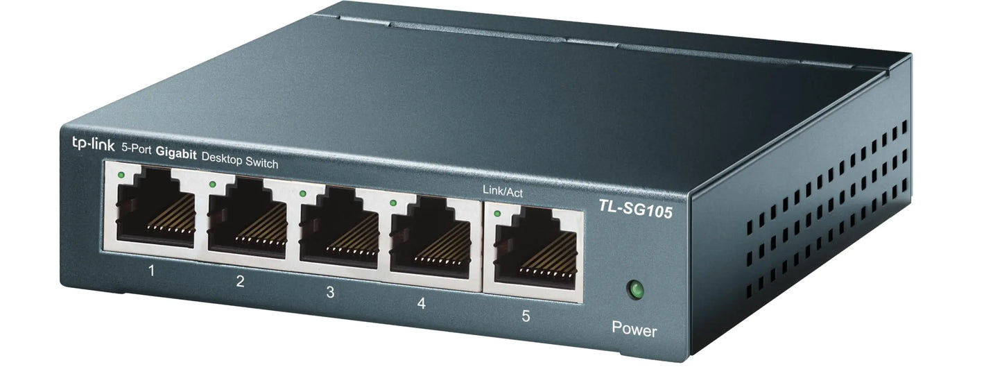 TP-Link 5 Port Gigabit Ethernet Network Switch | Ethernet Splitter | Sturdy Metal w/ Shielded Ports | Plug-and-Play | Traffic Optimization | Unmanaged (TL-SG105) (Renewed)