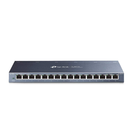 TP-Link 16 Port Gigabit Ethernet Network Switch | Desktop/ Wall-Mount | Lifetime Protection | Fanless | Sturdy Metal w/ Shielded Ports | Traffic Optimization | Unmanaged (TL-SG116) (Renewed)
